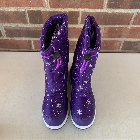 Storm Kidz purple snowflake print snow boots big girl’s size US 6 M - Picture 3 of 8